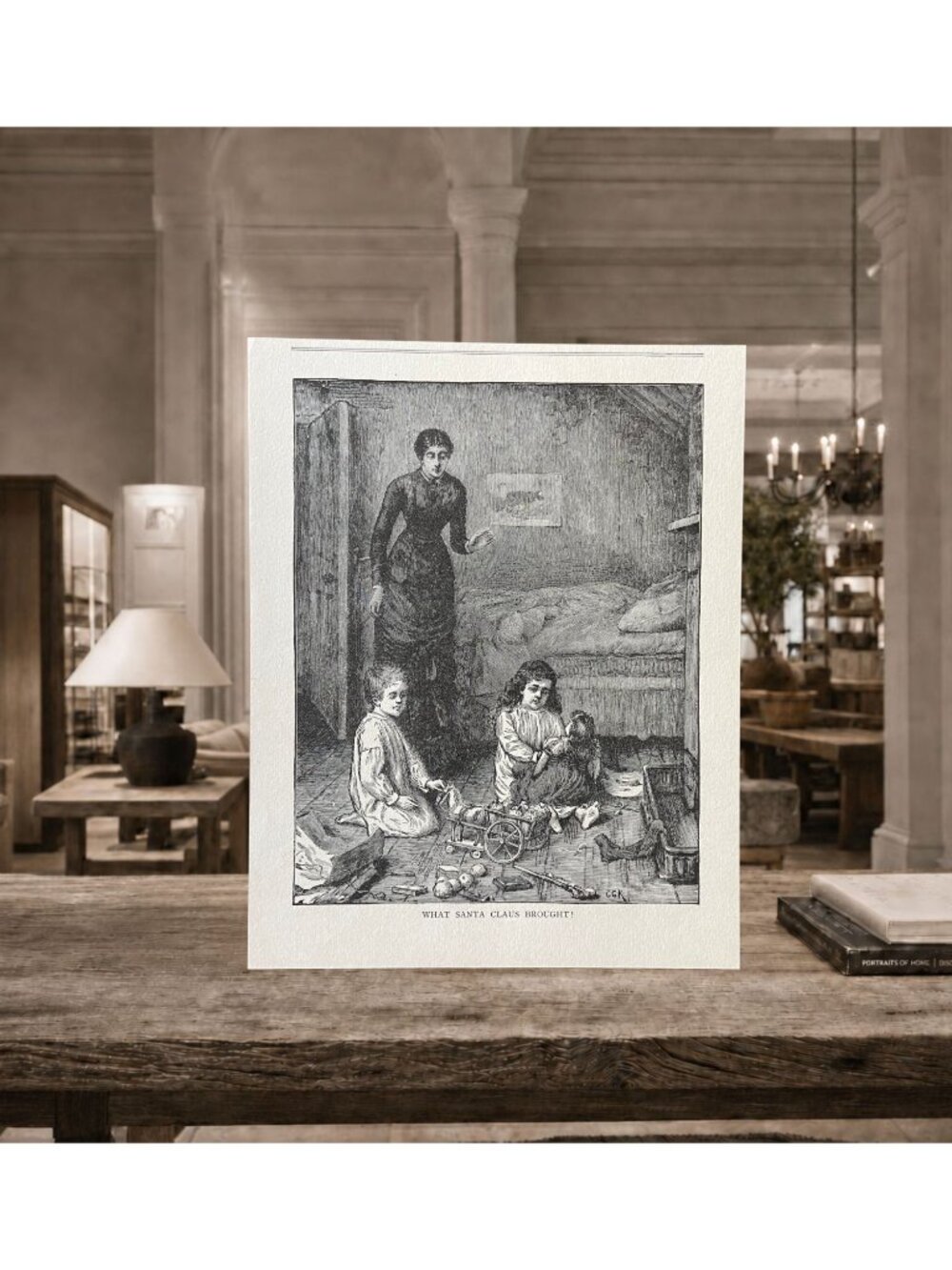 1884 Antique What Santa Claus Brought Christmas Engraving